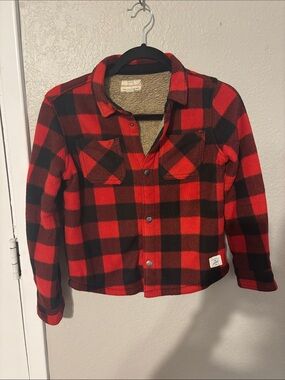 Weatherproof Vintage Red and Black Plaid Sherpa Lined Jacket